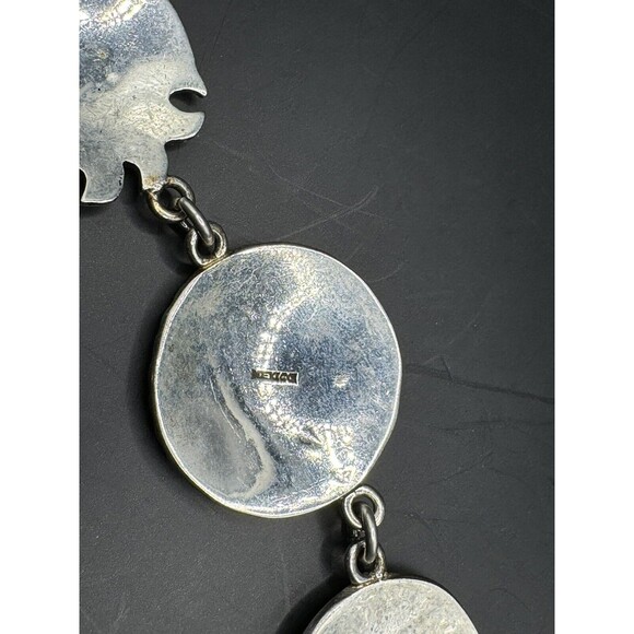 Artisan Mayan Aztec Link Bracelet Sterling 925 Mexico Signed 7 1/4" Enamel - Picture 9 of 10